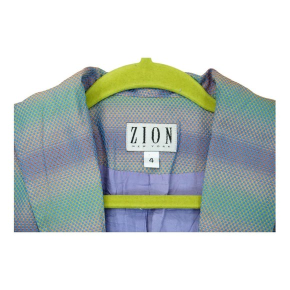 Vintage Zion New York Button Front Blazer Jacket Neon Iridescent Purple Size 4‎ - Picture 4 of 5